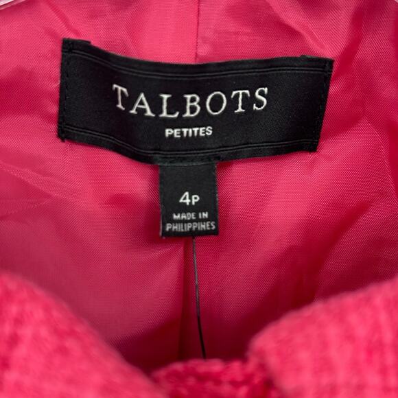 NWT Talbots Full Zip Blazer Suit Jacket Pink Office Bright Career Womens Size 4P - Picture 6 of 13